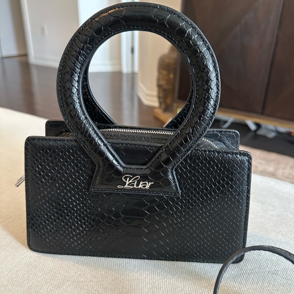 Black Python-Embossed Women's Bag